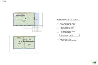 Très joli duplex de 3,5 pièces en attique avec une terrasse de 17.2m2 A